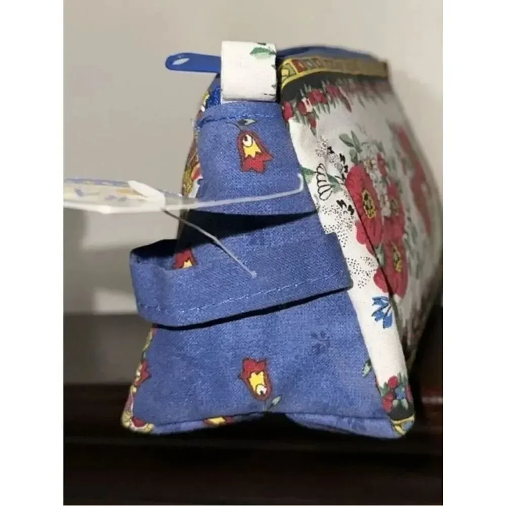 MARAT D’AVIGNON Floral Red White Blue French Artisan Cosmetic Toiletry Bag